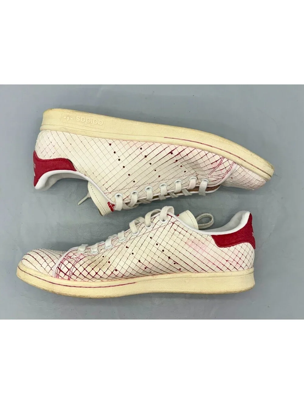 adidas Stan Smith Sliced Leather  White with Red Size  11 Nice Hard to Find